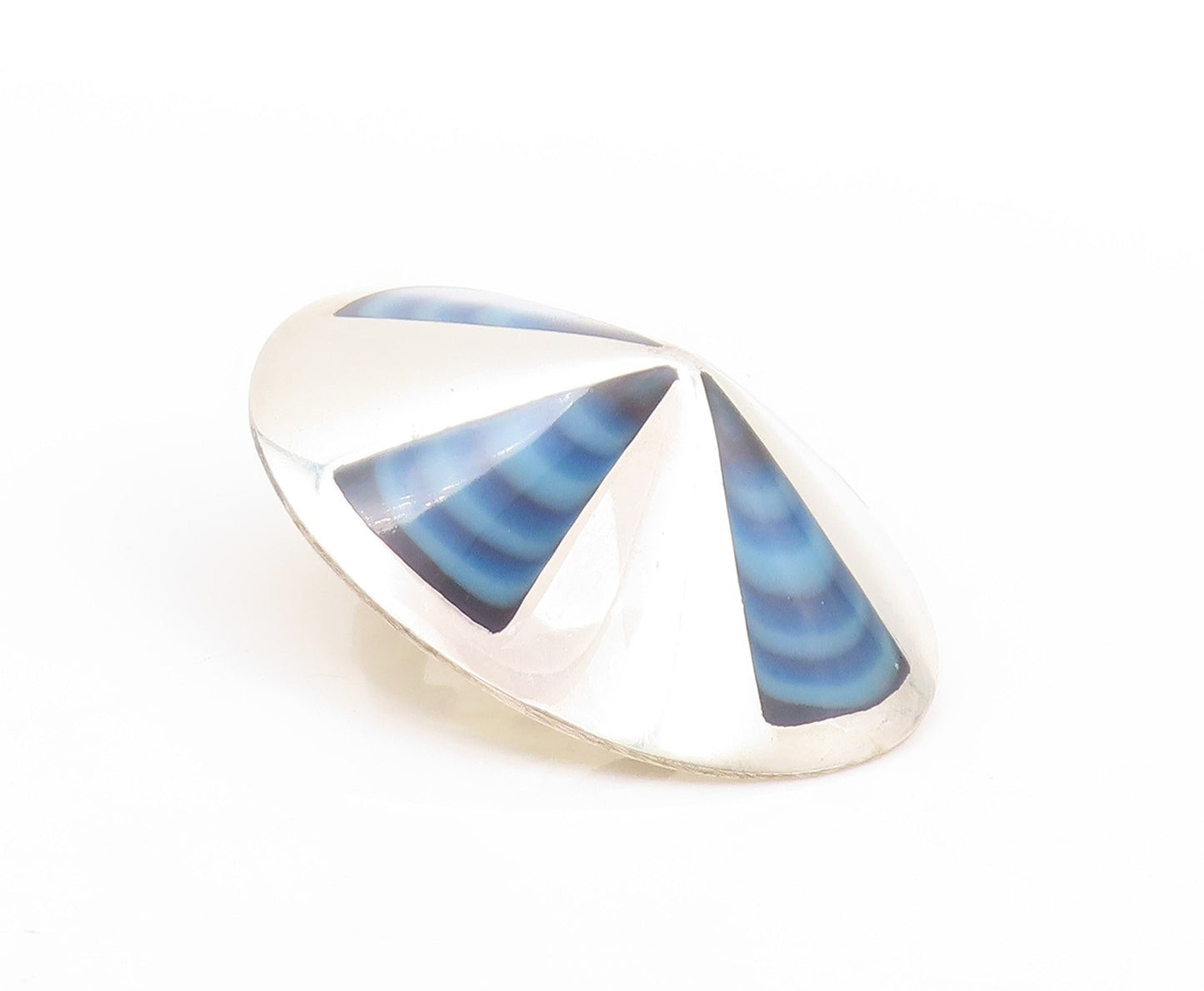 925 Sterling Silver Vintage Earrings MEXICO Designer Gemstone Fan Disk  EG13579