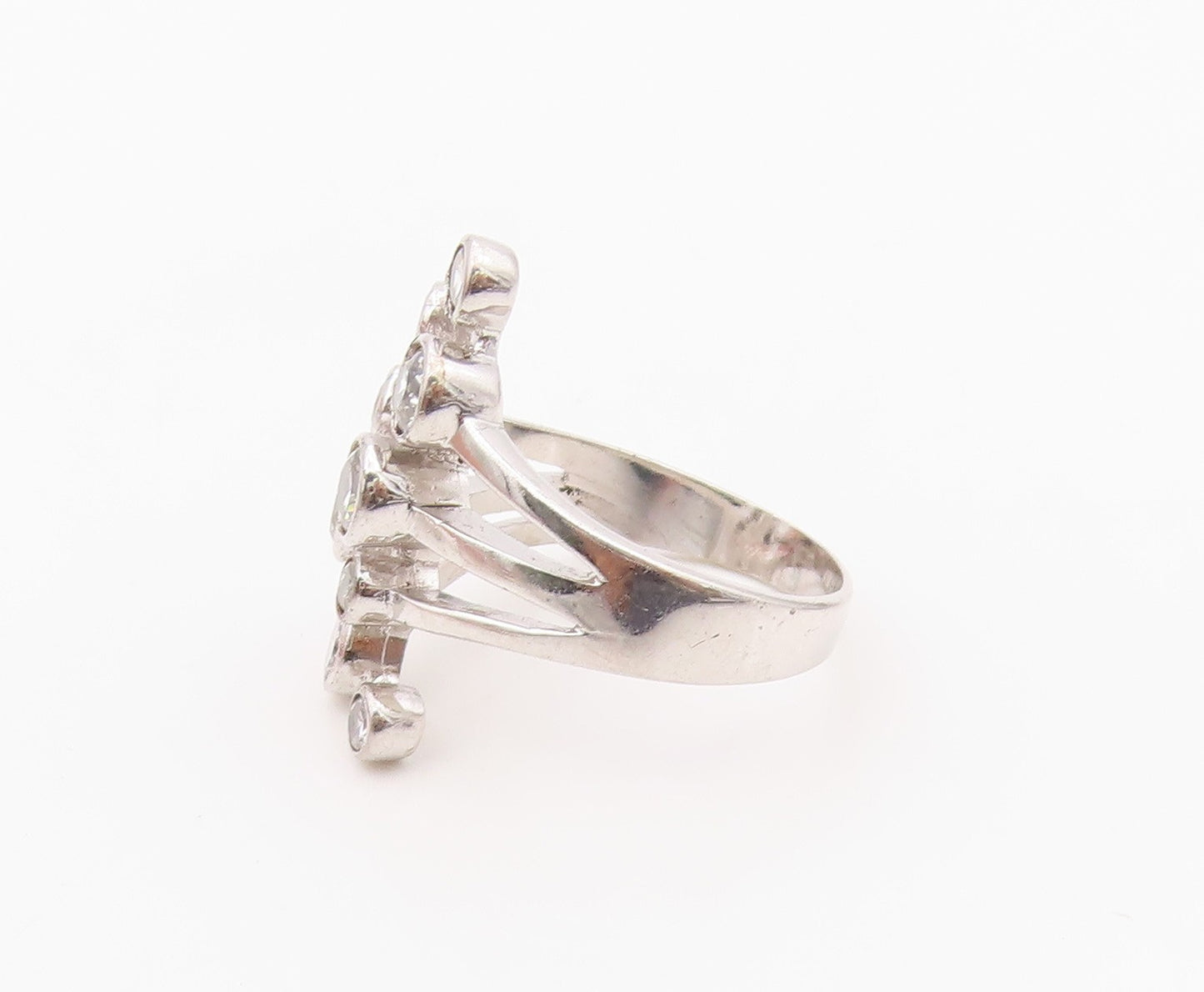 925 Sterling Silver Vintage Ring Bezel Set CZ Bubble Cluster  Sz 8.5  RG36385