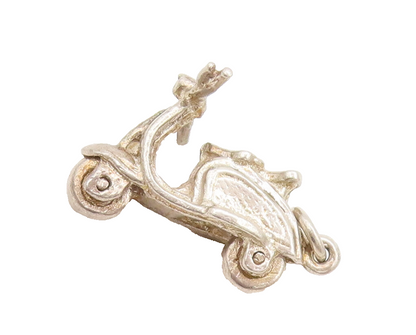 925 Sterling Silver  Vintage 3D Carved Movable Vespa Charm Pendant  PT22331