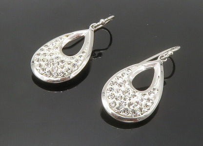 925 Sterling Silver  Sparkling Cubic Zirconia Open Tear Drop Earrings  EG7345