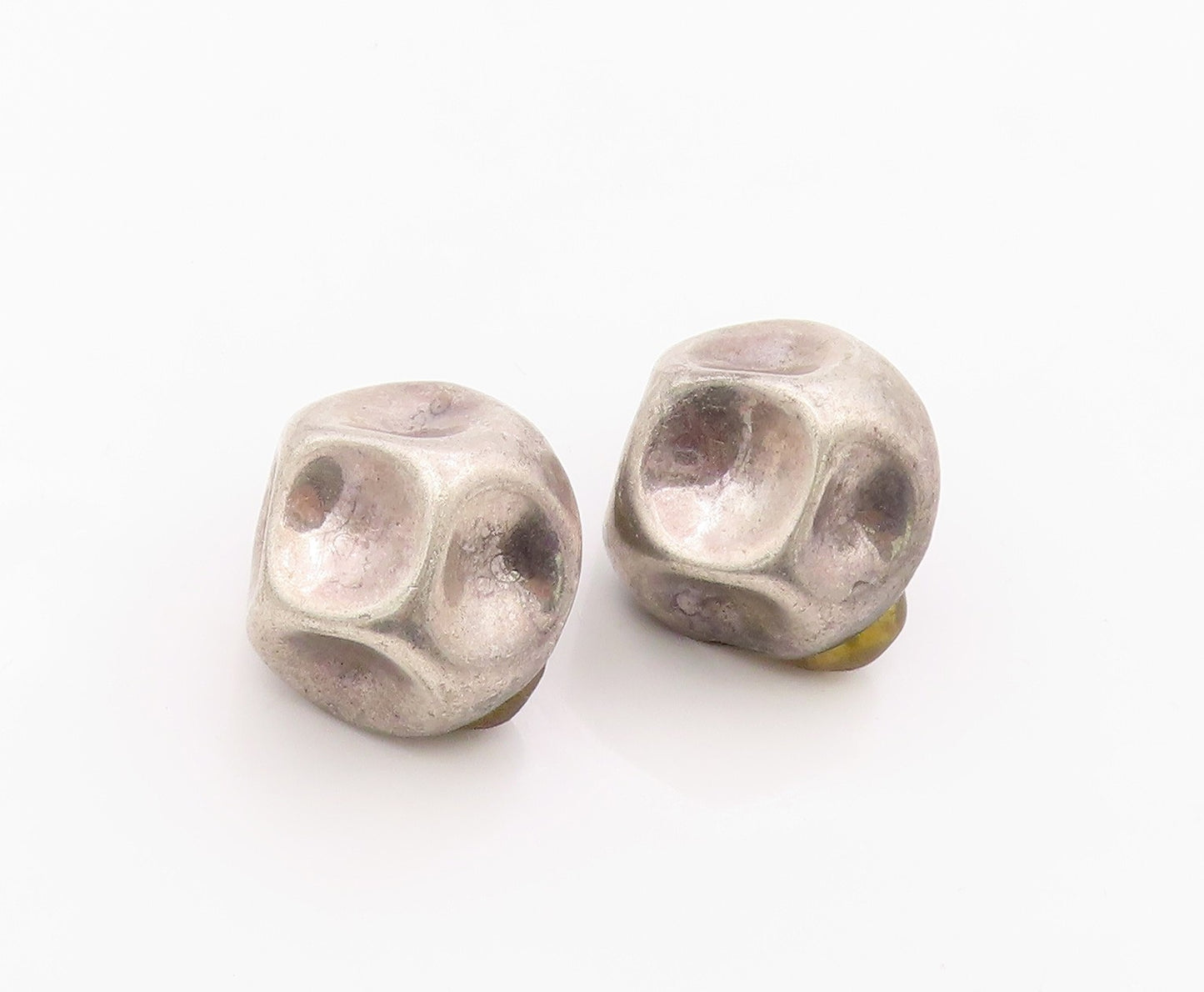 925 Sterling Silver Vintage Earrings Modernist Sculptural Dome Clip On  EG14396