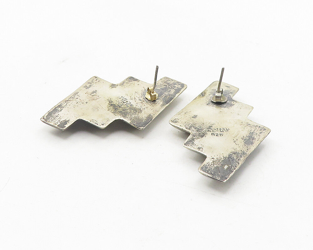 MEXICO 925 Sterling Silver  Vintage Dark Tone Hollow Drop Earrings  EG6263