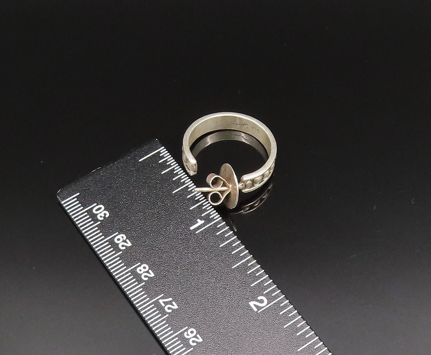 LETY G 925 Sterling Silver Vintage Raised Edge Dotted Hoop Earrings EG11817
