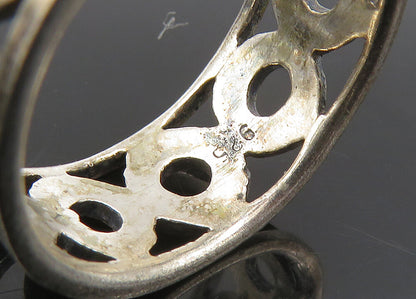 925 Sterling Silver  Vintage Open Circle Pattern Band Ring Sz 8  RG22978