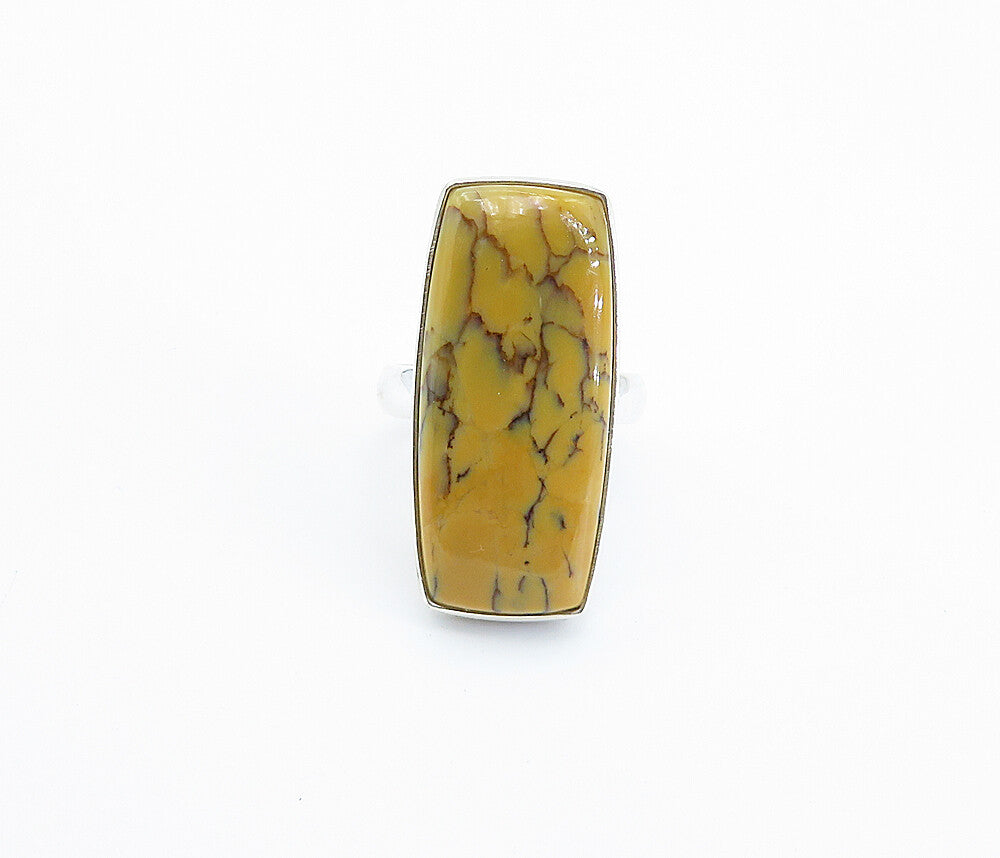 925 Sterling Silver  Orange Jasper Shiny Square Cocktail Ring Sz 8.5  RG8201