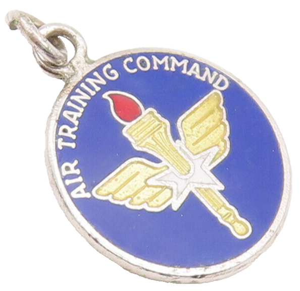 925 Sterling Silver Vintage Pendant Blue Enameled Air Training Badge  PT22699