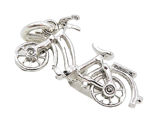 925 Sterling Silver  Vintage Petite Shiny Bicycle Motif Drop Pendant  PT6703