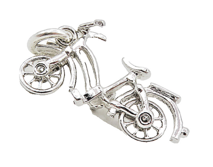 925 Sterling Silver  Vintage Petite Shiny Bicycle Motif Drop Pendant  PT6703