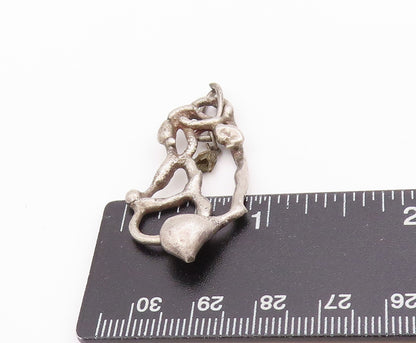 925 Sterling Silver Vintage Pendant Dark Tone Solid Brutalist Cut Out  PT24942