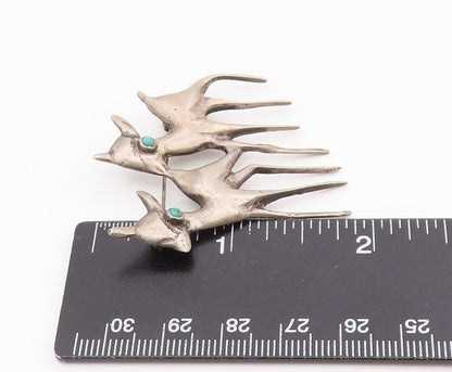 925 Sterling Silver Vintage Brooch Pin MEXICO Antique Turquoise Deer  BP12188