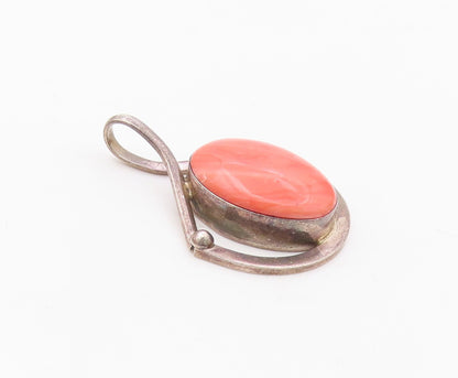 MEXICO 925 Sterling Silver Vintage Cabochon Rhodochrosite Pendant PT22302