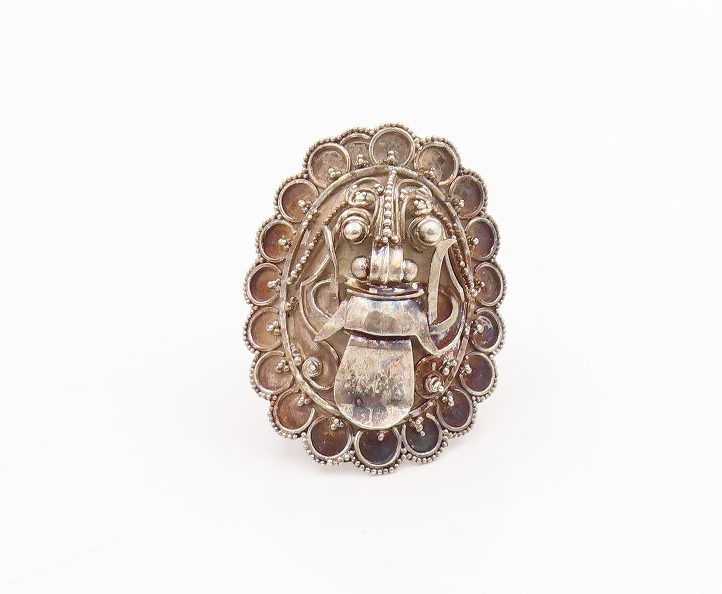 925 Sterling Silver Vintage Ring Balinese Demon Queen Band  Sz 7.5  RG34206