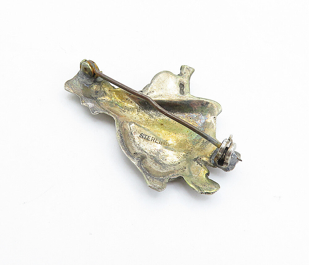 925 Sterling Silver  Vintage Antique Girl With Watering Can Brooch Pin  BP2437
