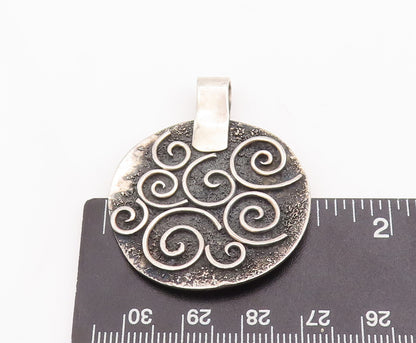 925 Sterling Silver Vintage Pendant Designer Swirled Spirals Carved  PT23058
