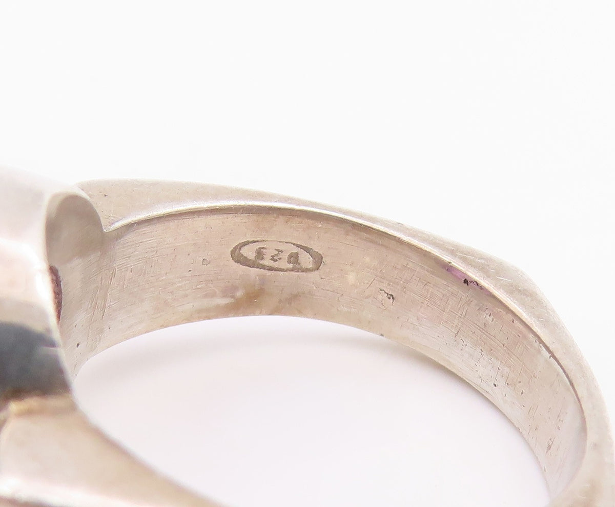 925 Sterling Silver Vintage Ring Bezel Set Amethyst Solitaire Band Sz 8 RG34191