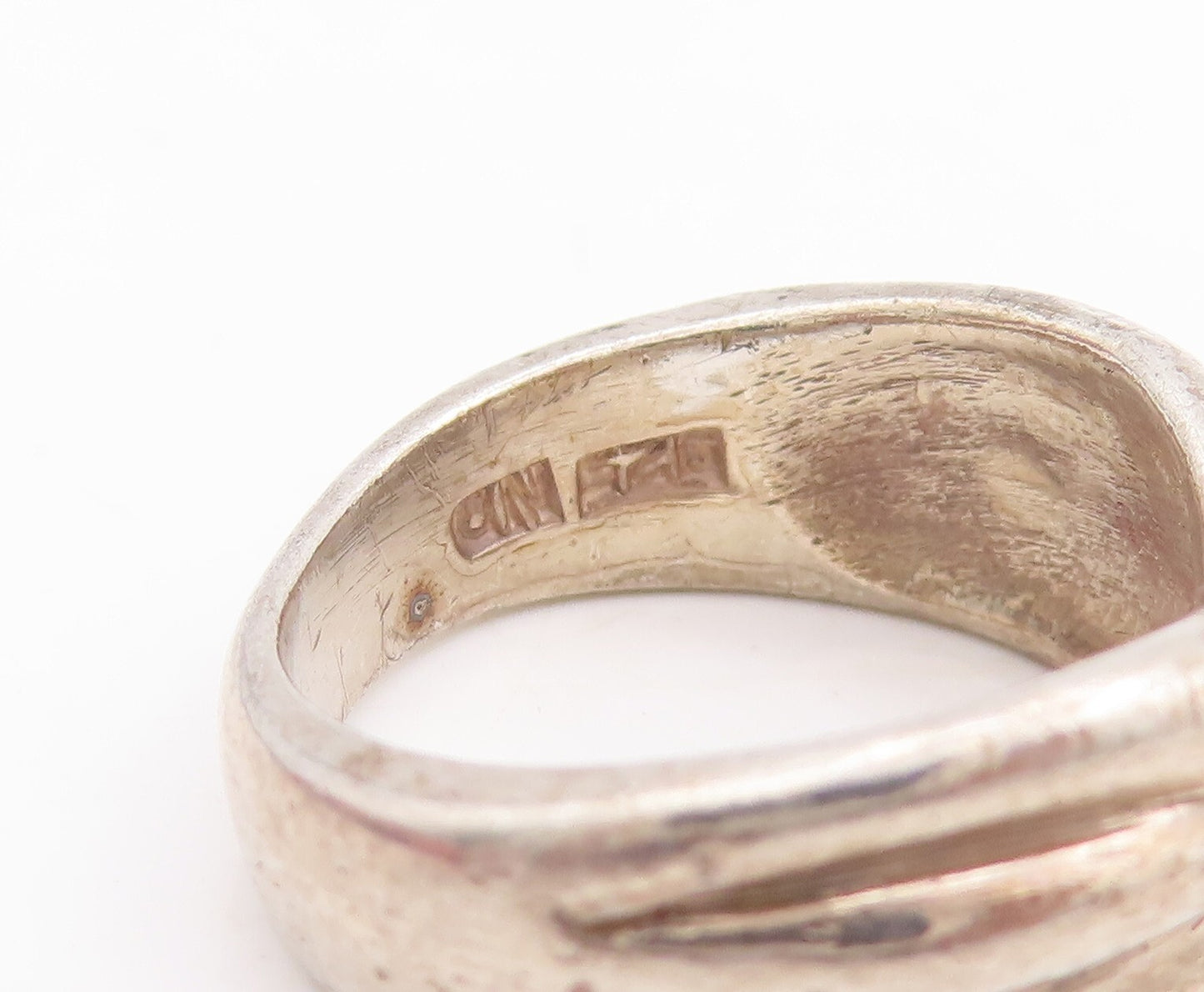 925 Sterling Silver Vintage Ring Solid Carved Roped X  Sz 6.5  RG28791