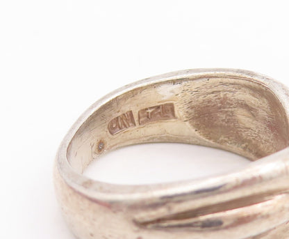 925 Sterling Silver Vintage Ring Solid Carved Roped X  Sz 6.5  RG28791