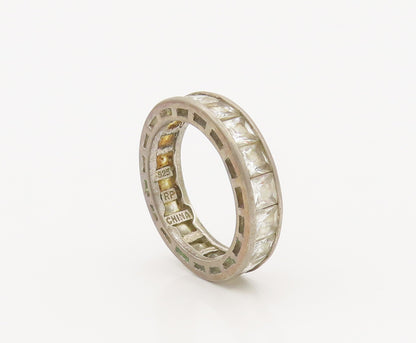 925 Sterling Silver Vintage Ring Minimalist Inlay Topaz 360 Band Sz 9  RG27821