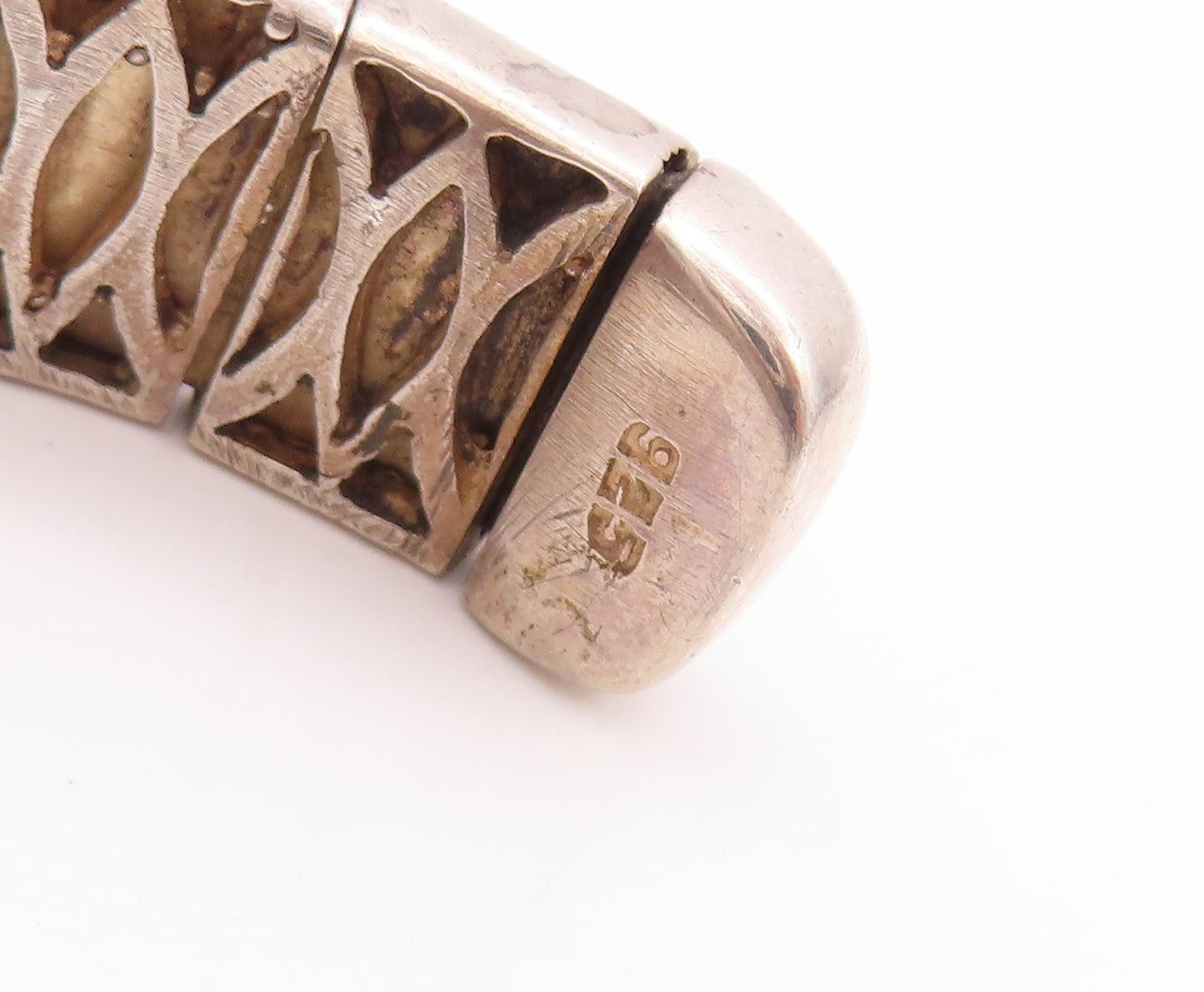 925 Sterling Silver Vintage Bracelet SHEILA Solid Walking Tigers Cuff  BT11193