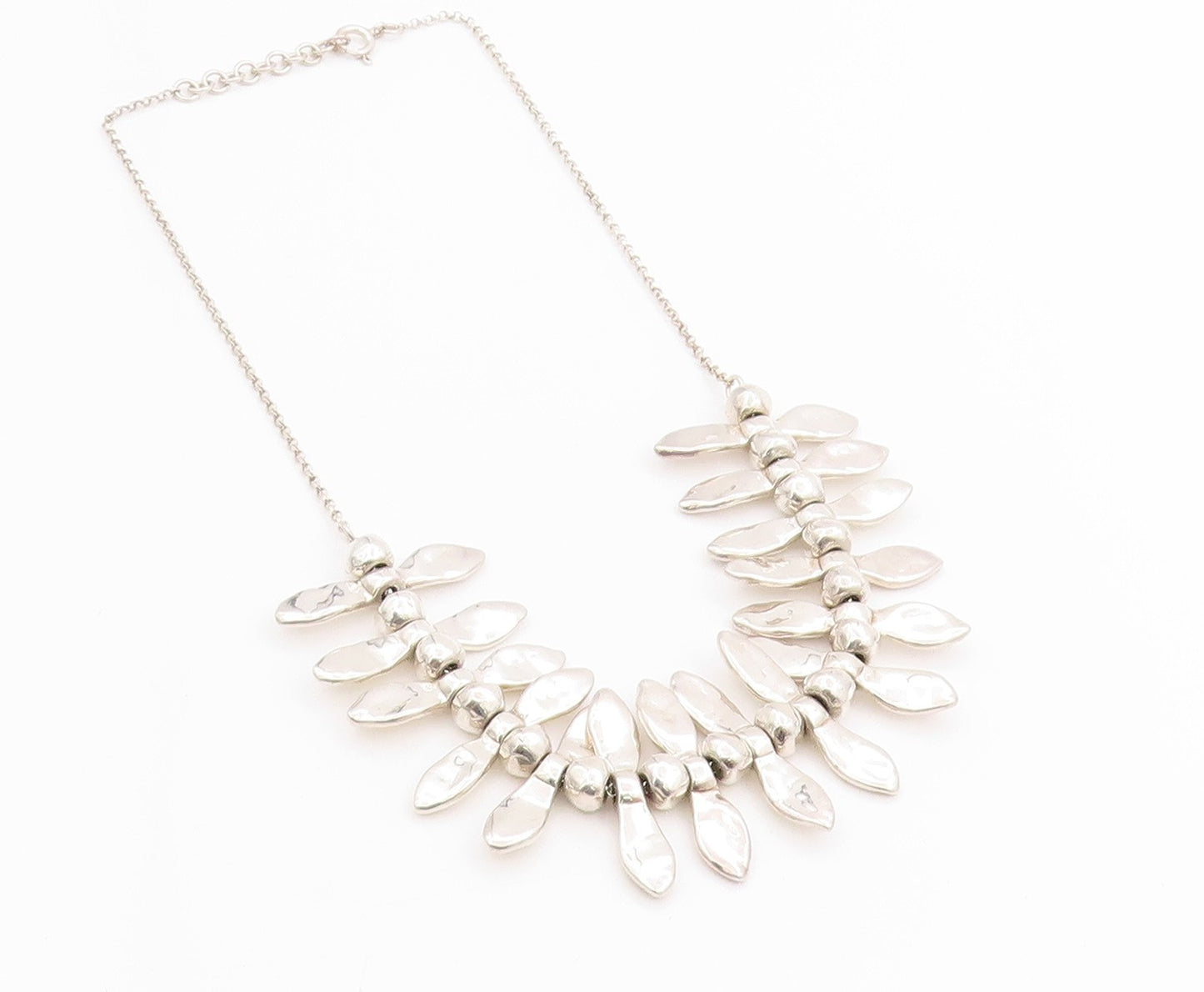 925 Sterling Silver Vintage Necklace Brutalist Animal Tooth Design   NE4585