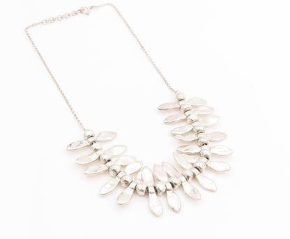 925 Sterling Silver Vintage Necklace Brutalist Animal Tooth Design   NE4585