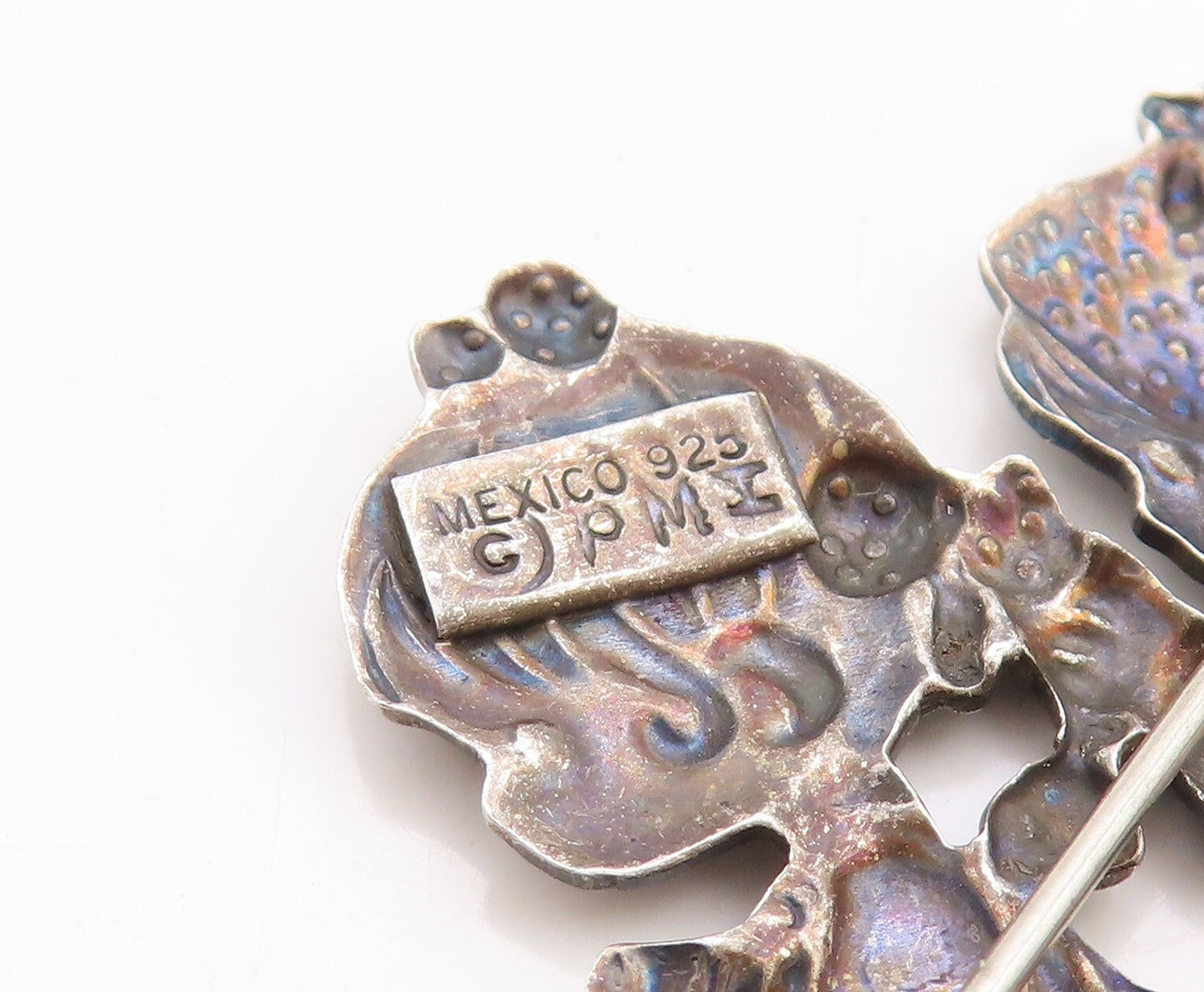 925 Sterling Silver Vintage Brooch Pin PMI Girls Playing With Hairs  BP11354