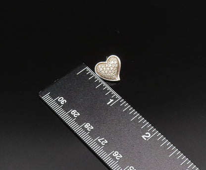 925 Silver  Vintage Dainty Sparkly Topaz Love Heart Stud Earrings  EG11996