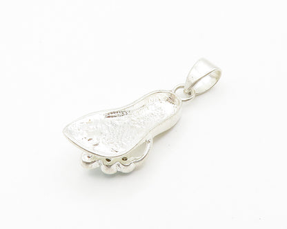 925 Sterling Silver  Vintage Blue Topaz Flip Flop Sandal Motif Pendant PT11429
