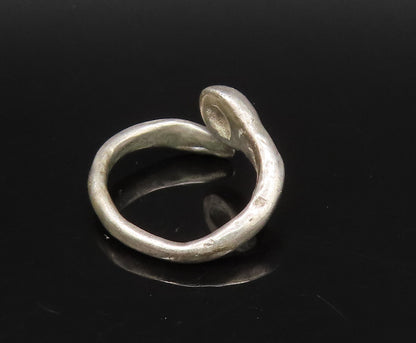 925 Sterling Silver  Vintage Minimalist Head & Tail Bypass Ring Sz 6.5 RG25976