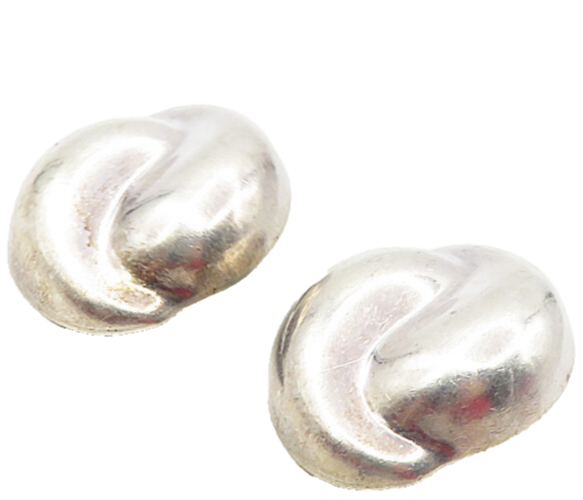 BARRA 925 Sterling Silver  Vintage Shiny Smooth Non Pierce Earrings  EG4813