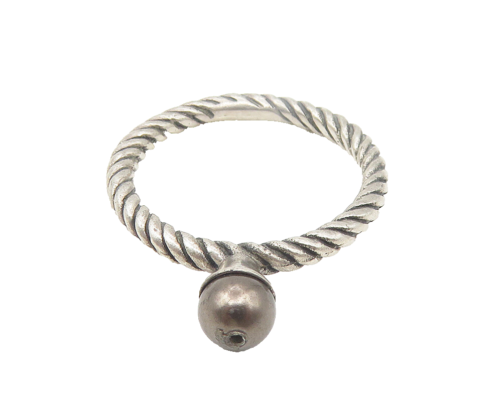 925 Sterling Silver  Vintage Brown Pearl Twist Solitaire Ring Sz 7  RG11049