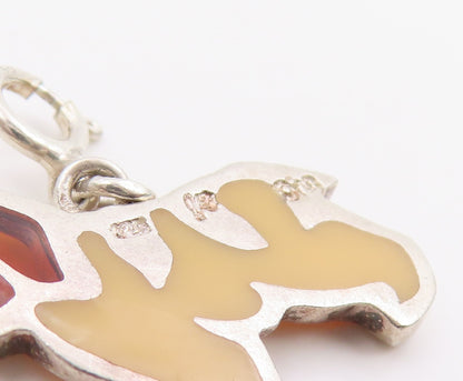 925 Sterling Silver Vintage Pendant Enameled Saint Bernard Dog Charm  PT25981