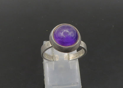 FINLAND 925 Silver   Vintage Cabochon Cut Amethyst Band Ring Sz 6.5  RG23022