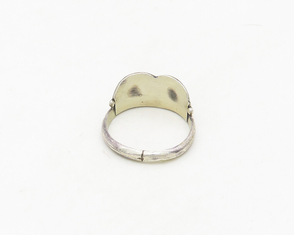 NAVAJO 925 Sterling Silver  Vintage Shiny Floral Leaf Band Ring Sz 6  RG18880