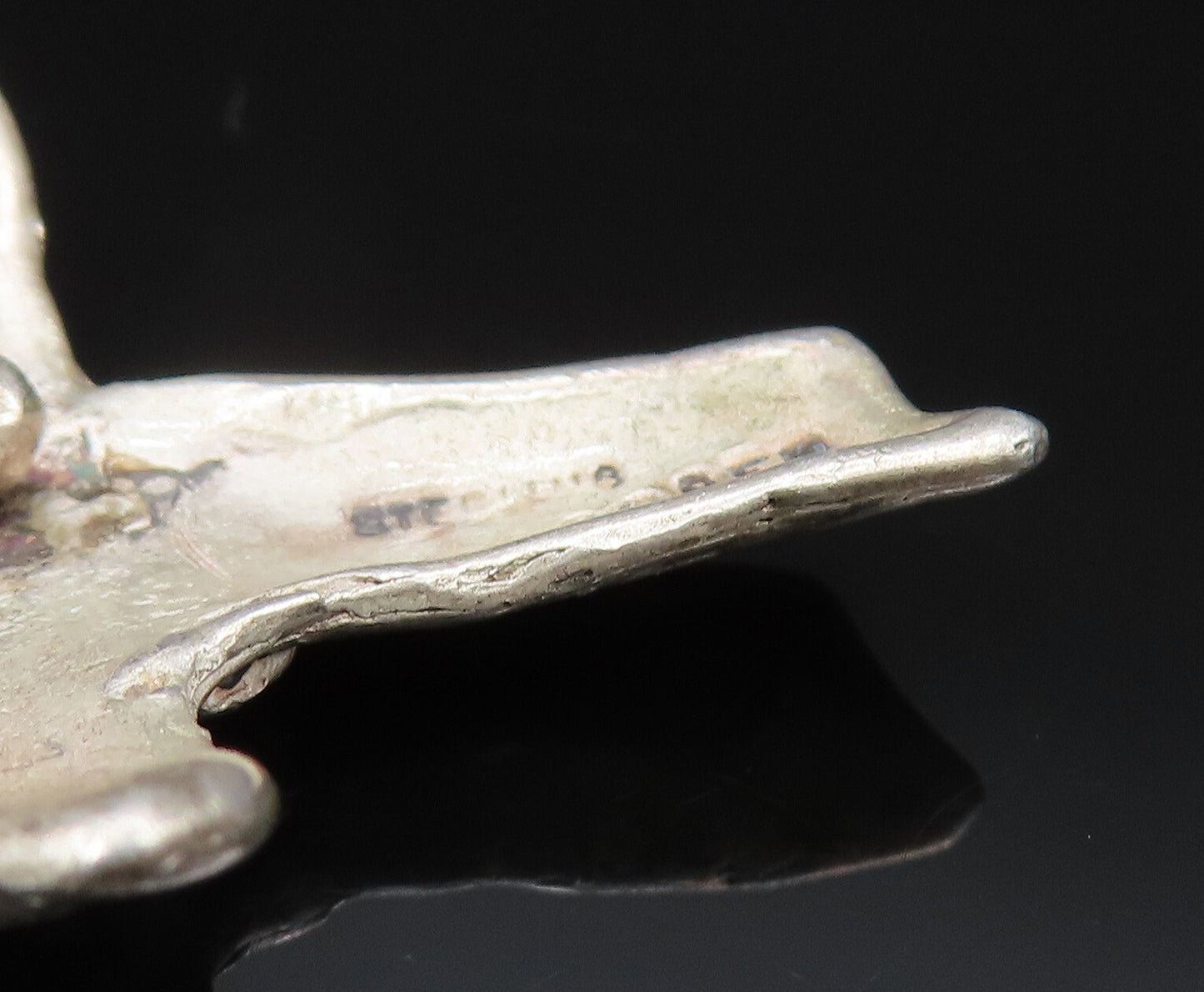 J. COOPER 925 Silver  Vintage Carved Modernist Rare Mushroom Pendant  PT21184