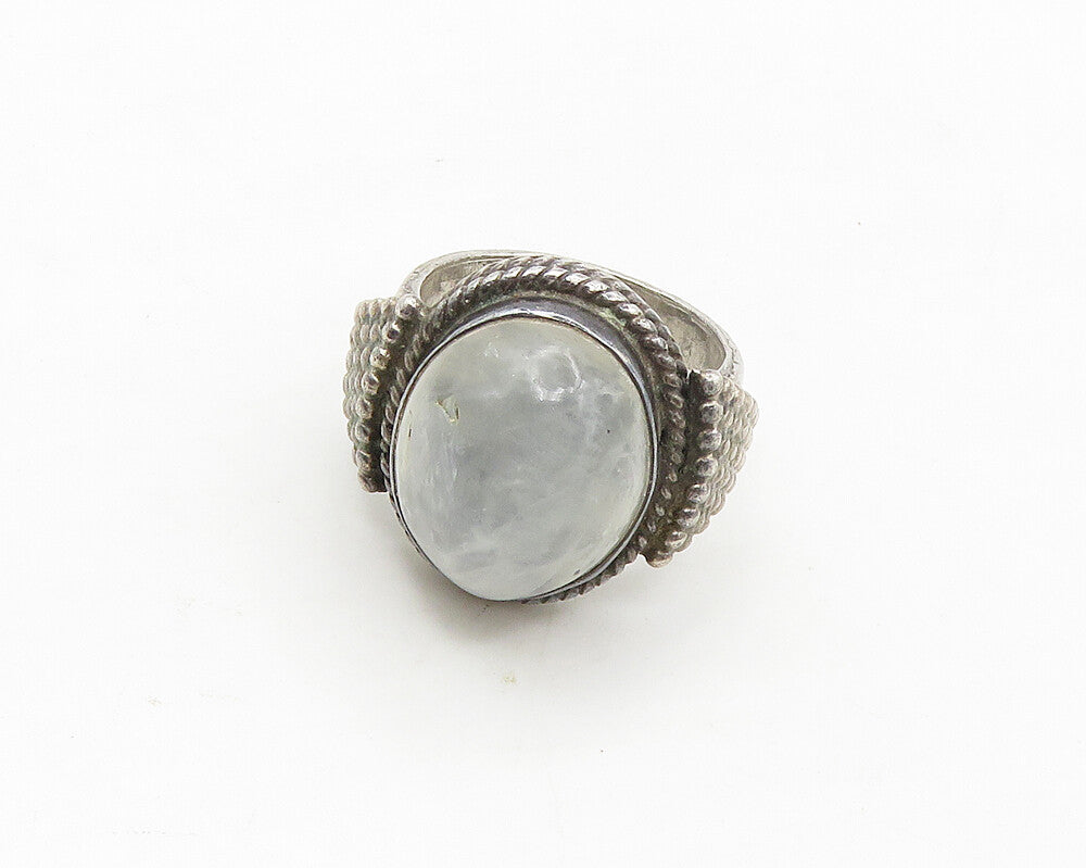 925 Sterling Silver   Vintage Cabochon Cut Quartz Cocktail Ring Sz 7  RG17254