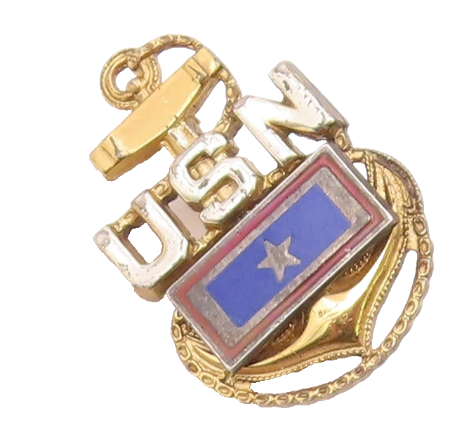 925 Sterling Silver  Vintage Two Tone US Navy Enamel Brooch Pin  BP9345