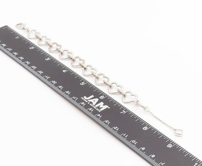 925 Sterling Silver Vintage Bracelet Real Diamonds Love Heart Outline  BT11604