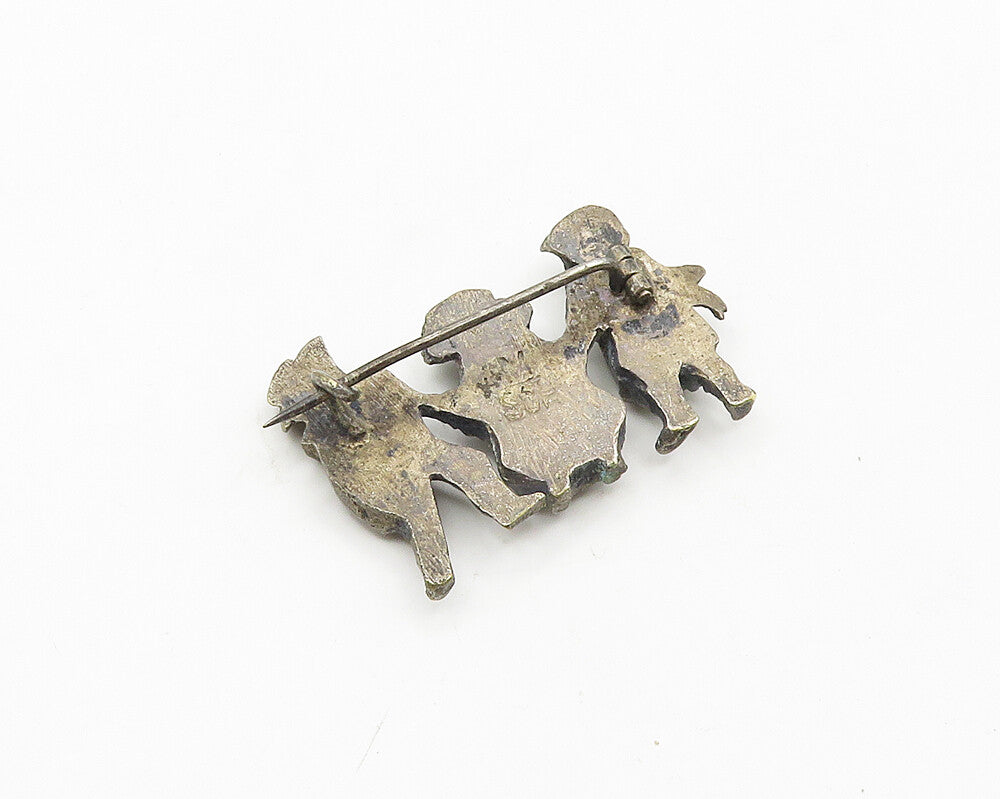 925 Sterling Silver  Vintage Antique Children Oxidized Brooch Pin  BP7303