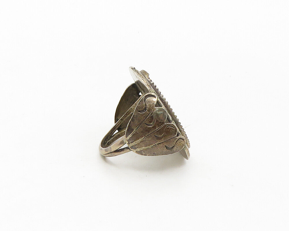 NAVAJO 925 Silver  Vintage Etched Detail Large Cocktail Ring Sz 11.5  RG17493