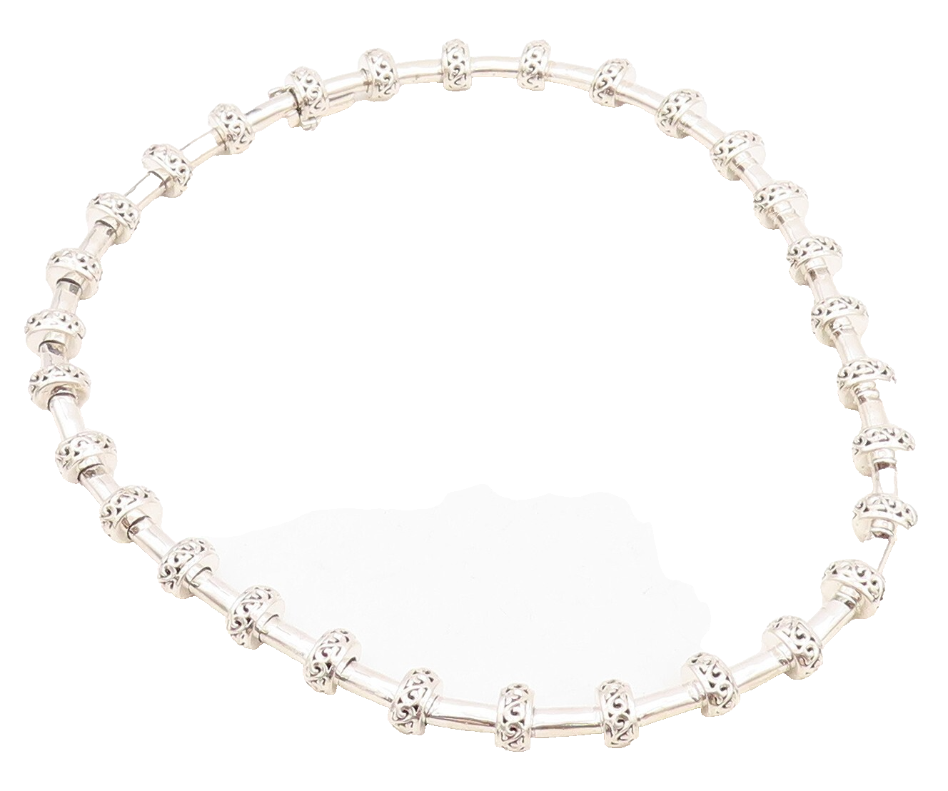 14k Gold 925 Sterling Silver Vintage Necklace KRYPELL Swirly Carved Bead  NE4352