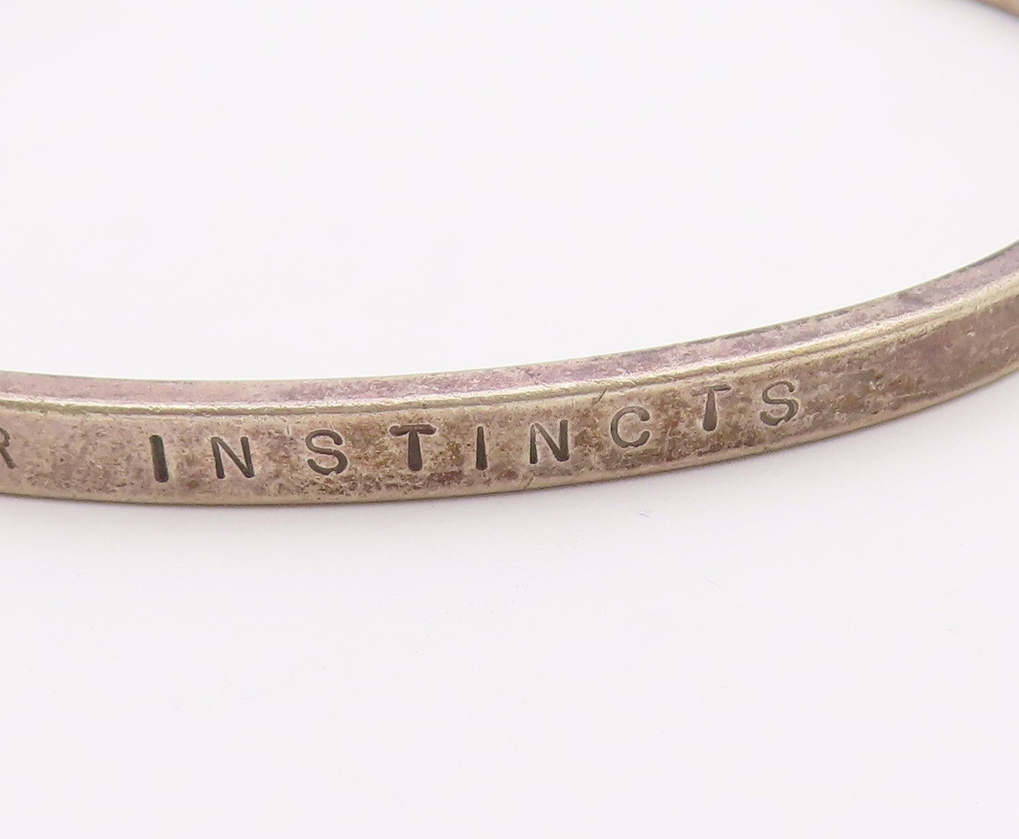 925 Sterling Silver  Vintage Follow Your Instincts Cuff Bracelet  BT9176
