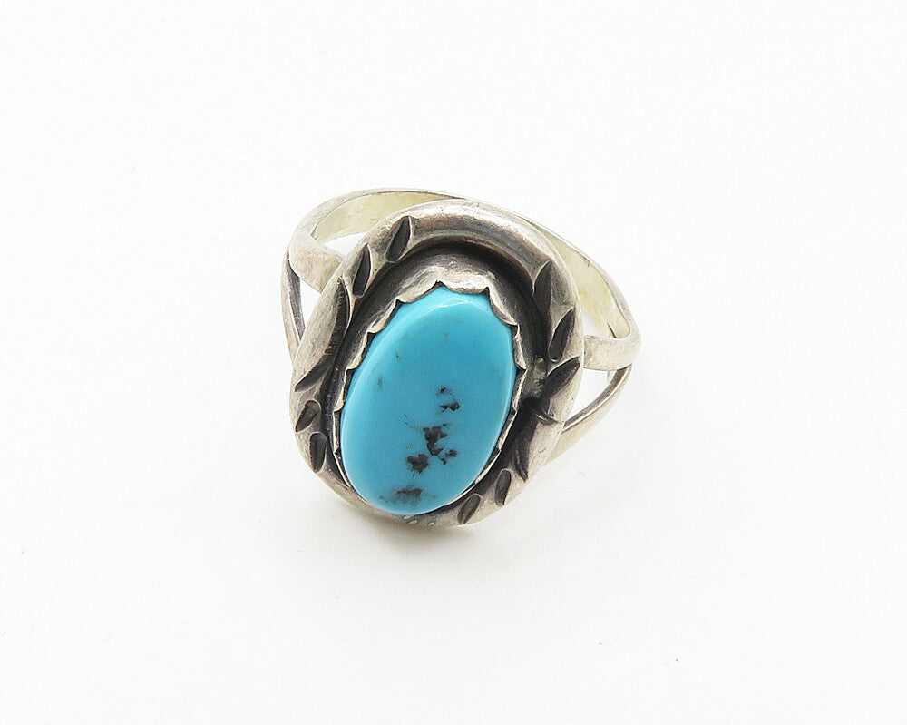 SADIE RANDOLPH NAVAJO 925 Silver  Vintage Turquoise Cocktail Ring Sz 5 RG18327