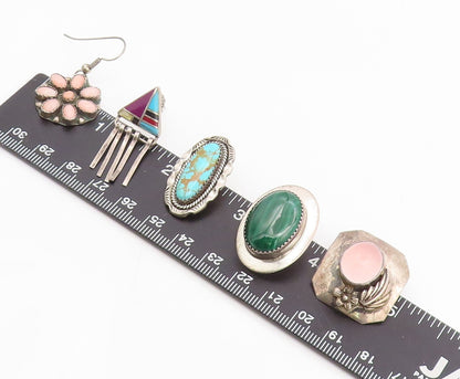 925 Sterling Silver Vintage Earrings NAVAJO ZUNI Gemstone Single Lot  EG14288