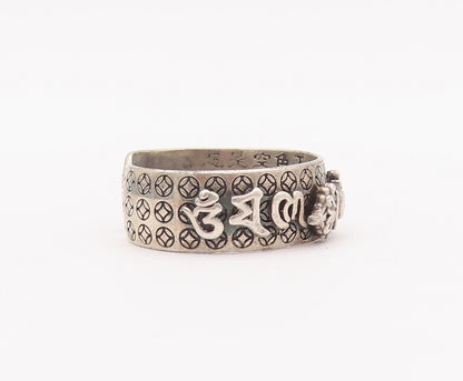925 Sterling Silver Vintage Ring CHINESE Export Carved Adjustable Sz 12 RG28036