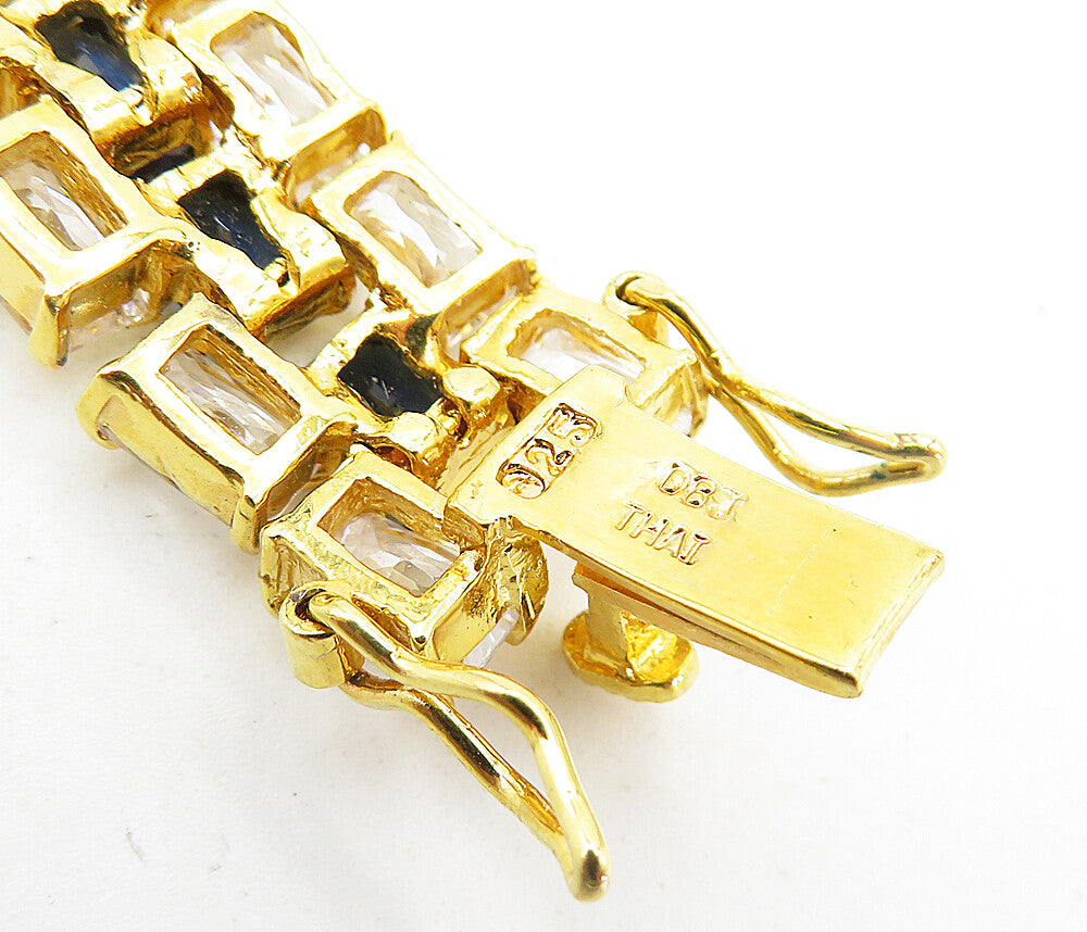 925 Sterling Silver Cubic Zirconia & Topaz Gold Plated Chain Bracelet BT1617