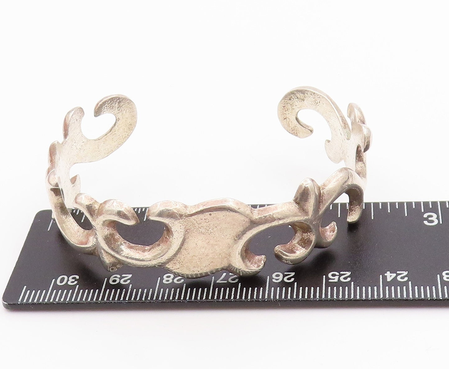 925 Sterling Silver Vintage Bracelet NAVAJO Designer Cutout Cuff BT11295