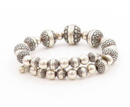 925 Sterling Silver Vintage Bracelet CAROLYN POLLACK Floral Coil Wrap  BT11368