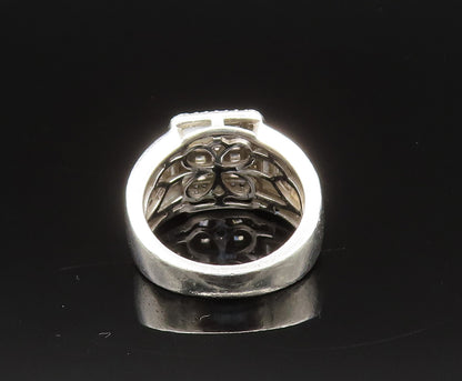 925 Silver  Vintage Emerald Frame Cubic Zirconia Band Ring Sz 8  RG25582