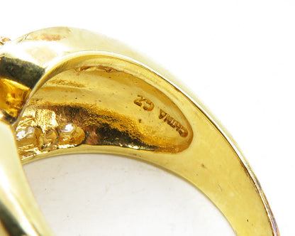 925 Sterling Silver  Cubic Zirconia Shiny Gold Plated Band Ring Sz 10  RG9807
